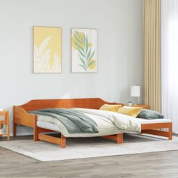Berkfield Home Daybed with Trundle without Mattress Wax Brown 80x200 cm Solid Wood - thumbnail 4