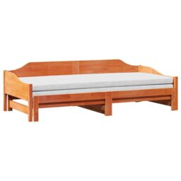 Berkfield Home Daybed with Trundle without Mattress Wax Brown 80x200 cm Solid Wood - thumbnail 3