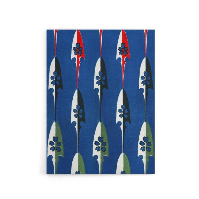 "Artery8 Vintage Japanese Arrowheads Pattern Canvas Wall Art Print Korin in Blue - Size: W18"" x H24""" - image 1