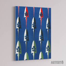 "Artery8 Vintage Japanese Arrowheads Pattern Canvas Wall Art Print Korin in Blue - Size: W18"" x H24""" - thumbnail 2