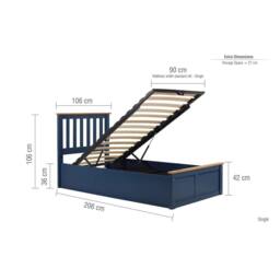 Birlea Phoenix Ottoman Storage Bed Frame Navy Blue - Size: Single - thumbnail 9