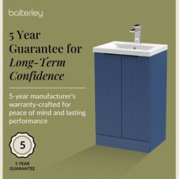 Balterley Fluted Front 2 Soft Close Door Vanity Basin Unit, Satin Blue, 500mm in Blue - thumbnail 6