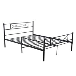 Home Source Metal Frame Bed Childrens Kids Bedframe with Headoard Dark Grey - Size: Double - thumbnail 7