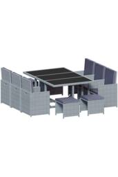 Home Discount 11Pc Garden Vida Cuba 10 Seater Rattan UKFR Fabric Garden Furniture in Grey - thumbnail 6