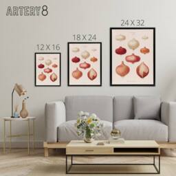 "Artery8 Onions Vintage Kitchen Ernst Benary Framed Canvas Wall Art Print in White - Size: W12"" x H16""" - thumbnail 4