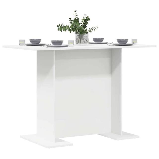 Berkfield Home Modern Dining Table White 110x60x75 cm Engineered Wood - Size: 110 x 60 x 75 cm - image 1