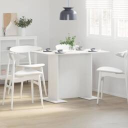 Berkfield Home Modern Dining Table White 110x60x75 cm Engineered Wood - Size: 110 x 60 x 75 cm - thumbnail 2