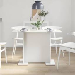 Berkfield Home Modern Dining Table White 110x60x75 cm Engineered Wood - Size: 110 x 60 x 75 cm - thumbnail 4