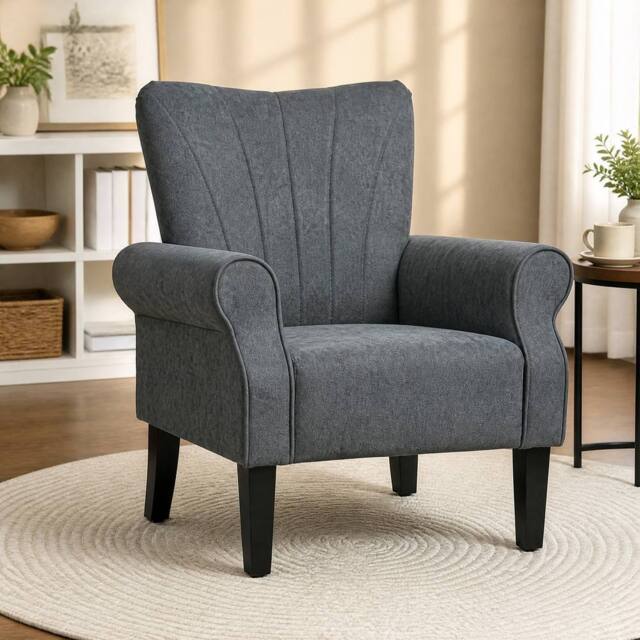 STILVORA Armchair Grey Polyester Upholstery - image 1
