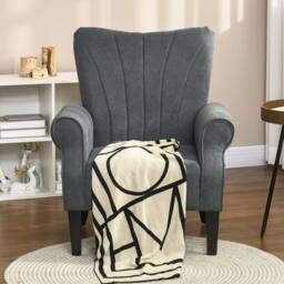 STILVORA Armchair Grey Polyester Upholstery - thumbnail 2