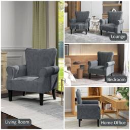 STILVORA Armchair Grey Polyester Upholstery - thumbnail 8
