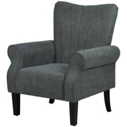 STILVORA Armchair Grey Polyester Upholstery - thumbnail 5