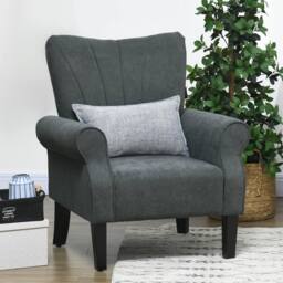STILVORA Armchair Grey Polyester Upholstery - thumbnail 3