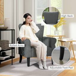 STILVORA Armchair Grey Polyester Upholstery - thumbnail 7