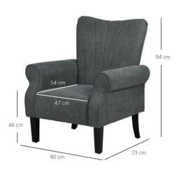 STILVORA Armchair Grey Polyester Upholstery - thumbnail 4