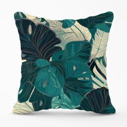 Warren Reed - Designer Tropical Green Leaves Outdoor Cushion - Size: 60 cm x 60 cm - thumbnail 1