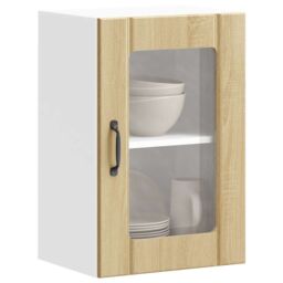 Berkfield Home Kitchen Wall Cabinet with Glass Door Lucca Sonoma Oak in Brown - thumbnail 1