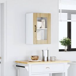 Berkfield Home Kitchen Wall Cabinet with Glass Door Lucca Sonoma Oak in Brown - thumbnail 3