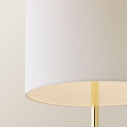 ValueLights Esme Linen Tall Lamp Shade Ceramic Table Base Midi Floor Lamp & Bulb in Cream - thumbnail 3