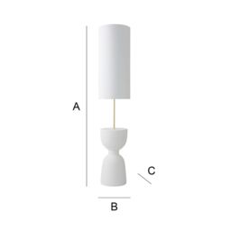 ValueLights Esme Linen Tall Lamp Shade Ceramic Table Base Midi Floor Lamp & Bulb in Cream - thumbnail 7
