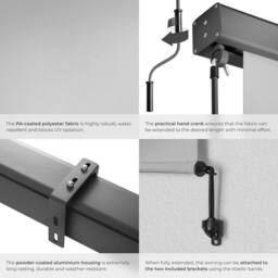 tectake Vertical Awning Eloise in Light Grey - Size: 140 cm x 250 cm - thumbnail 5