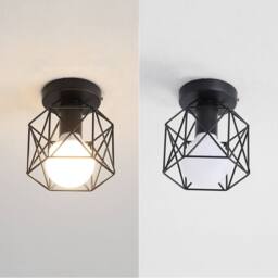 Goeco Pack of 2 Industrial Ceiling Lights, Retro Iron Ceiling Lampshade in Black - thumbnail 7