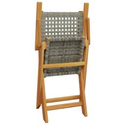 Berkfield Home Folding Garden Chairs 4 pcs Grey Poly Rattan & Solid Wood - thumbnail 7