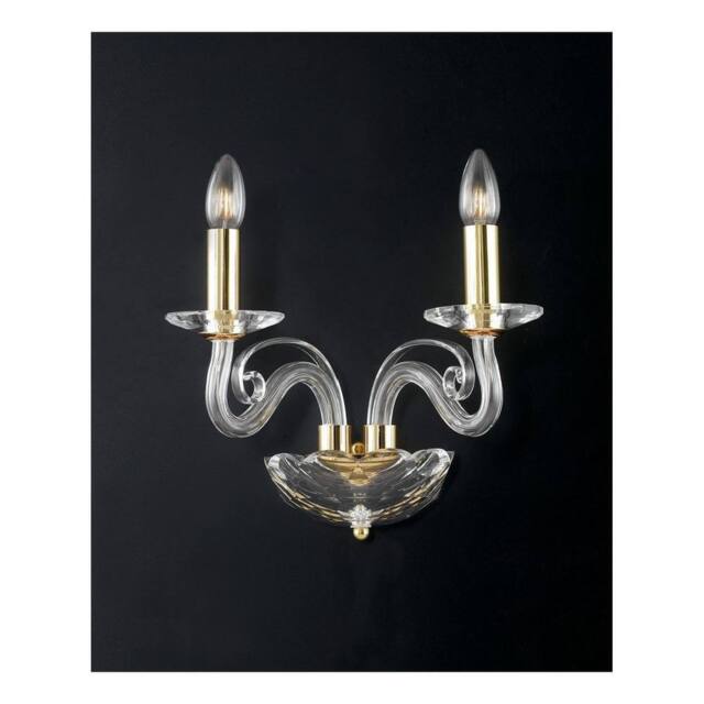 Netlighting EPOQUE Twin 2 Light Candle Wall Light Gold Crystal 36x31x23cm - Size: 36 x 31 x 23 cm