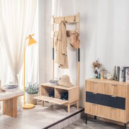 Nordlys Entryway Coat Rack Wood & Metal Coat Rack in Brown - thumbnail 4