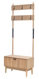 Nordlys Entryway Coat Rack Wood & Metal Coat Rack in Brown