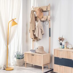 Nordlys Entryway Coat Rack Wood & Metal Coat Rack in Brown - thumbnail 2