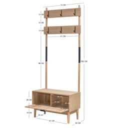 Nordlys Entryway Coat Rack Wood & Metal Coat Rack in Brown - thumbnail 5
