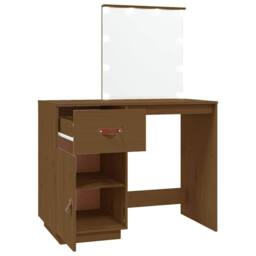 Berkfield Home Beautiful Dressing Table with LED Honey Brown 95x50x133.5 cm Soli - thumbnail 8