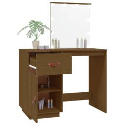 Berkfield Home Beautiful Dressing Table with LED Honey Brown 95x50x133.5 cm Soli - thumbnail 5
