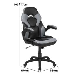 VOGREX Grey X10 Adjustable Height Padded Racing Gaming Chair - thumbnail 2