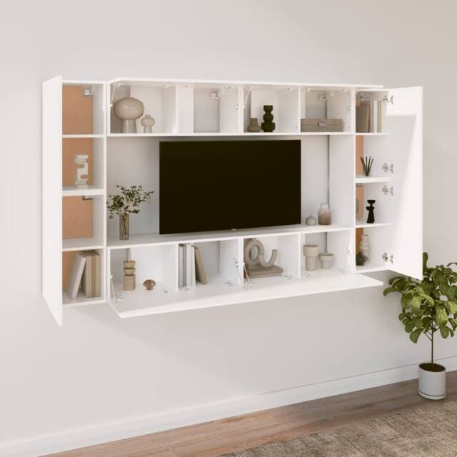 Berkfield Home Classic 8 Piece TV Cabinet Set White Engineered Wood - image 1