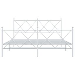 Berkfield Home Metal Bed Frame without Mattress with Footboard White 150x200cm - Size: 150x200 cm - thumbnail 4