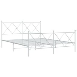Berkfield Home Metal Bed Frame without Mattress with Footboard White 150x200cm - Size: 150x200 cm - thumbnail 3