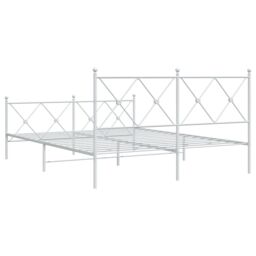 Berkfield Home Metal Bed Frame without Mattress with Footboard White 150x200cm - Size: 150x200 cm - thumbnail 6
