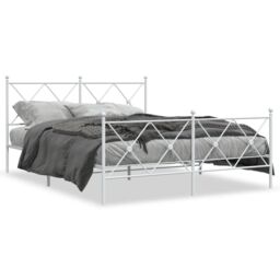 Berkfield Home Metal Bed Frame without Mattress with Footboard White 150x200cm - Size: 150x200 cm - thumbnail 2