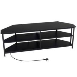 "Costway 55"" Media Entertainment Center Corner TV Stand for TVs up to 60"" TV in Black" - thumbnail 3