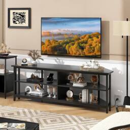 "Costway 55"" Media Entertainment Center Corner TV Stand for TVs up to 60"" TV in Black"