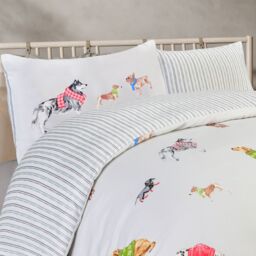 Smart Living Luxury Soft Reversible Pooches in Jumpers Duvet Cover & Pillowcases in Natural - Size: Single - thumbnail 3