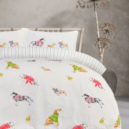Smart Living Luxury Soft Reversible Pooches in Jumpers Duvet Cover & Pillowcases in Natural - Size: Single - thumbnail 7