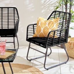 Neo 4 Piece Wicker Bamboo Style Garden Sofa, Table & Chairs Set in Black - thumbnail 7