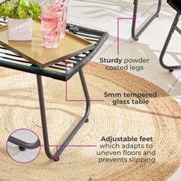 Neo 4 Piece Wicker Bamboo Style Garden Sofa, Table & Chairs Set in Black - thumbnail 4