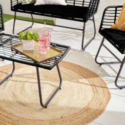 Neo 4 Piece Wicker Bamboo Style Garden Sofa, Table & Chairs Set in Black - thumbnail 6