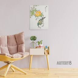 "Artery8 Grey Starling Japan Tree Katsura Canvas Wall Art Print Kashu - Size: W18"" x H24""" - thumbnail 3