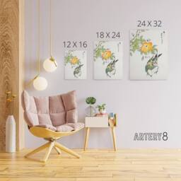 "Artery8 Grey Starling Japan Tree Katsura Canvas Wall Art Print Kashu - Size: W18"" x H24""" - thumbnail 4