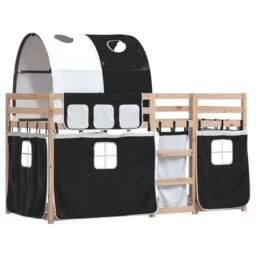Berkfield Home Bunk Bed without Mattress White&Black 90x200 cm Solid Wood Pine in Black - thumbnail 3